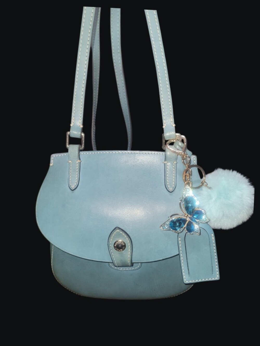 Vintage Dooney & Bourke Alto "Happy Bag" Leather Crossbody Turquoise